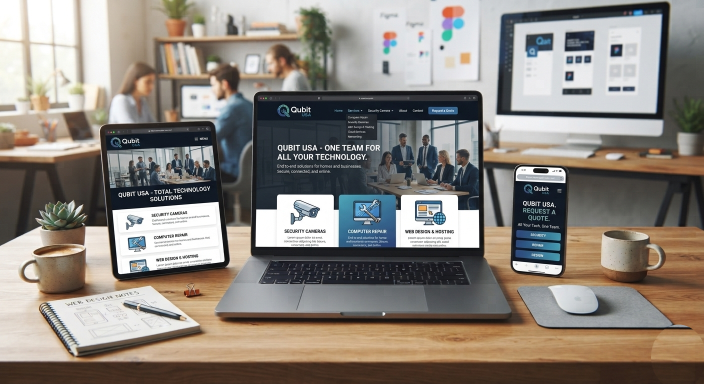 Modern website interface with design elements